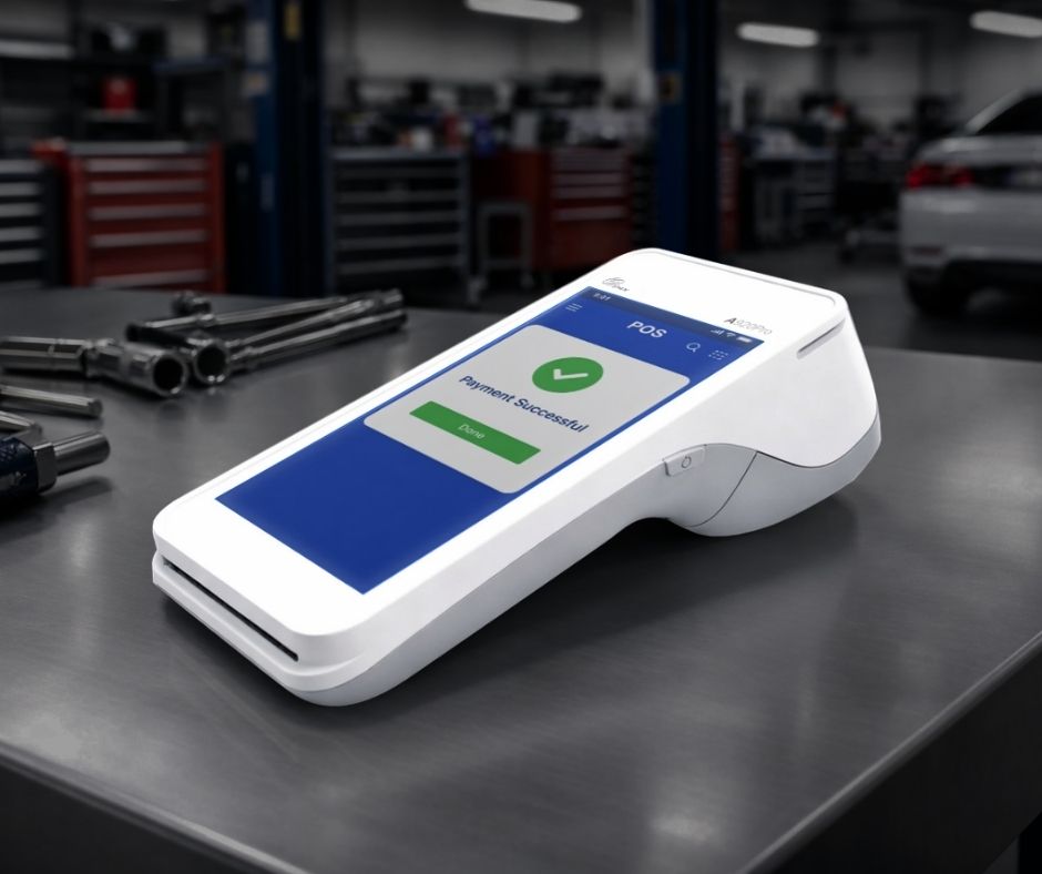 Mechanic using POS terminal